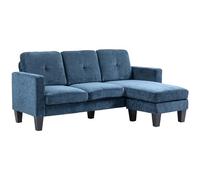 HOMCOM Sofá Esquinero Sofá en Forma de L Tapizado en Poliéster Sofá Chaise Longue Reversible con 3 Cojines para Salón Carga 180 kg 186x130x84 cm Azul