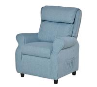 HOMCOM sofá infantil con reposapiés y reposabrazos, respaldo ajustable, sillón relax, sofá-cama infantil, silla para niños de 3-5 años, azul