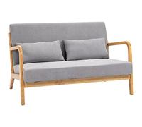 HOMCOM Sofá moderno y compacto de 2 plazas de madera con cojines, asiento tapizado y tela efecto terciopelo, 122x80x72 cm, gris