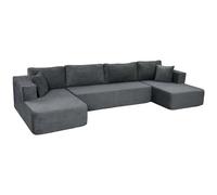 HOMCOM Sofá modular en U Comprimido de 4 plazas, 2 meridiennes y sofá de 2 plazas - Sofá esquinero Convertible, 6 cojines, Reposabrazos con bolsillos laterales - sin montaje, para sala de estar