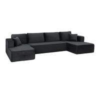 HOMCOM Sofá modular en U con 2 chaiselongues, sofá cama de pana con espuma de alta densidad y asiento con muelles, Gris oscuro