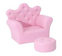 HOMCOM Sofá para Niños con Reposapiés Sillón Infantil Decorativo con Respaldo Alto en Forma de Corona y Reposabrazos Acolchado 58x40,5x49 cm Rosa