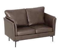 HOMCOM Sofá Tapizado de 2 Plazas en Tela Transpirable Efecto Piel con Brazos Altos Curvados y Cojines, Sofá Moderno Ahorro de Espacio para Sala de Estar, Sala de Estar y Estudio, 137x72x88 cm, Marrón