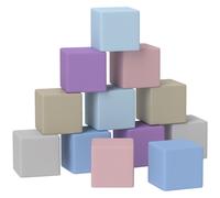 HOMCOM Softbausteine, 12 bloques de 20 x 20 x 20 cm, fácil de limpiar, seguro para niños, para 1-3 años, cuero sintético