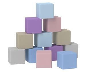 HOMCOM Softbausteine, 12 bloques de 20 x 20 x 20 cm, fácil de limpiar, seguro para niños, para 1-3 años, cuero sintético