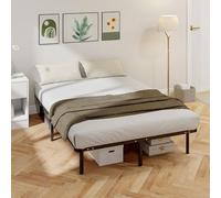 HOMCOM Somier 140 x 190 cm, cama para 2 personas de madera maciza con somier de láminas y piecero, 26 cm de altura con almacenaje debajo, no necesita , fácil montaje, negro