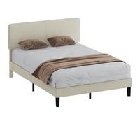 HOMCOM Somier 160x200 cm Cabecero Ajustable Gris Claro Estructura de Cama