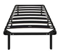 HOMCOM Somier 90x190 cm, Altura 26 cm, Estructura de Cama de Plataforma de Acero con Espacio de Almacenamiento Debajo y Láminas de Álamo, Fácil de Montar, Carga 300 kg, Negro