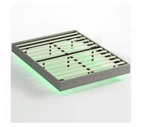 Homcom somier flotante 160x200 cm con luces led, estructura de cama, tapizado en lino, láminas de madera, silencioso, fácil de montar, gris