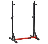 HOMCOM Soporte Ajustable para Barras de Pesas Estante Soporte Multifuncional Carga 150 kg Altura Regulable de 121-171 cm Negro y Rojo AOSOM ES