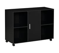 HOMCOM Soporte de Impresora - Caja de organización de Escritorio Enrollable - Dim. 100 x 40 x 71 cm de Madera Negra