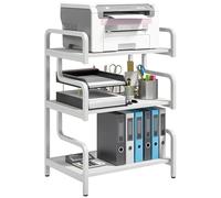 HOMCOM - Soporte de impresora de 3 niveles, estante de almacenamiento, mueble para impresora de madera y metal, 55 x 40 x 77 cm, para oficina, hogar, color blanco