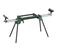 HOMCOM Soporte de Sierra Ingletadora Plegable 2 Rodillos de Apoyo | Banco de Trabajo Extensible con Altura y Ancho Ajustable, Estructura Metálica Reforzada, Sistema Fijación Carga 200 kg