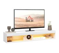 HOMCOM Soporte de TV de Pared para TV 75" 80x40x30 cm Blanco | Banco de TV con Estantes, 1 Luz LED