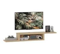 HOMCOM Soporte de TV flotante suspendido - Estantería de pared flotante - nicho, pasante - roble claro