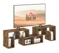 HOMCOM Soporte de TV para televisores de hasta 75 pulgadas, armario de TV combinado gratuito con estantes de almacenamiento, centro de entretenimiento extensible para sala de estar, marrón rústico