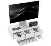 HOMCOM Soporte Elevador para Monitor con 3 cajones, Elevador de Monitor para Laptop, computadora, PC, Impresora pequeña, 51 x 24 x 13 cm, Color Blanco