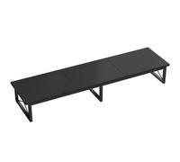 HOMCOM Soporte Monitor Escritorio, Elevador de Madera con 2 Compartimentos Portaobjetos, Negro