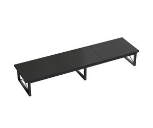 HOMCOM Soporte Monitor Escritorio, Elevador de Madera con 2 Compartimentos Portaobjetos, Negro