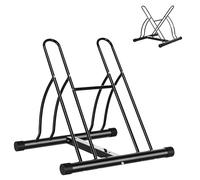 HOMCOM Soporte para Aparcar 2 Bicicletas, Aparcamiento Estacionamiento para Bicis, Inferir 65mm de Ancho, Fácil de Montar, Almohadilla Antideslizante, Interior y Exterior, 60x54x57 cm, Negro