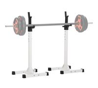 HOMCOM Soporte para Barras de Pesas Ajustable Estante de Acero Carga Máx. 150 kg 52x48x105-160 cm Blanco Aosom España