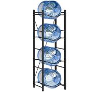 HOMCOM Soporte para Garrafones de Agua de 4 Niveles Estante de Almacenamiento para Botellas de Agua con Estructura de Metal Reforzada para Cocina Comedor Sala de Estar Negro