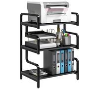 HOMCOM Soporte para Impresora con 3 estantes, Soporte para Impresora, Moderno y Ahorra Espacio, Fabricado en Acero, para el hogar, el Estudio, la Oficina, Estilo Industrial, 55 x 40 x 77 cm, Negro