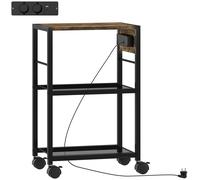 HOMCOM Soporte para Impresora Estante de Impresión con Ruedas, Enchufes, Puertos USB y USB-C hasta 40 kg Marrón Rústico