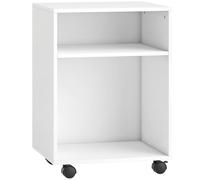 HOMCOM Soporte para impresora Mesa para impresora con 2 estantes abiertos Ruedas con bloqueo para oficina y hogar Fax y escáner 40 x 35 x 56 cm Blanco