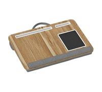 HOMCOM Soporte para Ordenador Portátil con Cojín Soporte Portátil con Ranura para Tableta Almohadilla para Mouse Reposamuñecas Mesa para Cama para Hogar Oficina 55,5x37x9 cm Roble