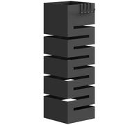 HOMCOM Soporte para paraguas, soporte metálico para paraguas, paragüero independiente con ganchos y bandeja de goteo, capacidad para 8 paraguas, Negro Aosom España