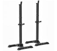HOMCOM Soporte para Pesas con Altura Ajustable | Soporte Barra Pesas de Acero, 12 Niveles, Carga Máx. 150 kg, Entrenamiento en Gimnasio Hogar