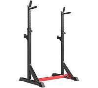 HOMCOM Soporte para Pesas Estante Soporte Barra Pesas Ajustable para Ejercicios Sentadillas en Hogar y Oficina Carga 150 kg de Acero Altura Regulable de 121-171 cm Negro y Rojo