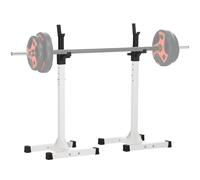 HOMCOM Soporte para Pesas Soporte Barra Pesas de Acero con Altura Ajustable en 12 Niveles Carga Máx. 150 kg para Entrenamiento en Gimnasio Hogar 52x48x105-160 cm Blanco