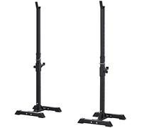 HOMCOM Soporte para Pesas Soporte Barra Pesas de Acero con Altura Ajustable en 12 Niveles Carga Máx. 150 kg para Entrenamiento en Gimnasio Hogar 50x49x124-154 cm Negro