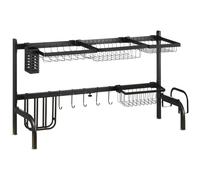 HOMCOM Soporte para Platos Ajustable de 51-93 cm con Múltiples Elementos, Organizador Flexible, 93 x 30 x 52 cm, Negro