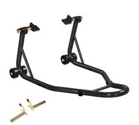 HOMCOM Soporte pata de cabra trasera soporte de rueda elevador de motocicleta trasero en ruedas con bobina de brazo oscilante U, negro