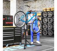 HOMCOM Soporte Tallar Bicicleta Caballete para Bicicleta Plegable con Bandeja Magnética Altura Ajustable 107-160 cm y Giratoria