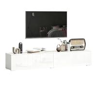 HOMCOM Soporte TV móvil 180cm para televisores hasta 75" Blanco Brillante | Mueble de salón moderno, puertas de empuje, orificios para cables, consola multimedia montada en pared.