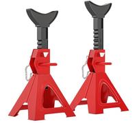 HOMCOM Soportes para gato 3t 2 uds 290-410mm Rojo | Soporte incl. pasador de seguridad, ajustable en altura 10 niveles, soportes para gato, para taller