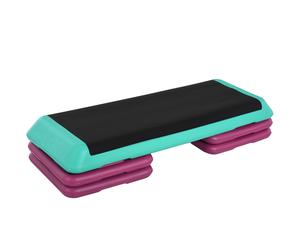 HOMCOM Step de Aeróbic Step para Fitness Antideslizante Altura Regulable 3 Niveles 110x40x20 cm Multicolor