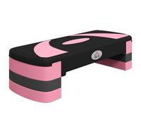 HOMCOM Step de Aeróbic Step para Fitness Antideslizante con Altura Regulable 3 Niveles de 10/15/20 cm Tabla Plataforma Stepper para Deporte y Ejercicio en Casa Gimnasia Carga 150 kg 80x31x20 cm Rosa