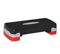 HOMCOM Step para Fitness Stepper Aeróbic Step de Aeróbic Antideslizante con Altura Regulable 2 Niveles de 10/15 cm Carga 150 kg para Ejercicio en Casa Gimnasio 68x29x15 cm Negro y Rojo