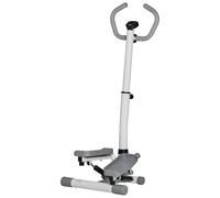 HOMCOM Stepper - Bicicleta estática con mango, para casa, pequeño, para entrenamiento de piernas y glúteos, con pantalla LCD, velocidad ajustable, metal ABS, color blanco y gris, 55 x 53 x 118-128 cm