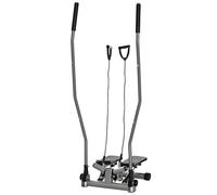 HOMCOM Stepper con manillar alargado gimnasio con pantalla LCD multifunción de acero ABS 54 x 40 x 135 cm, color negro y plateado