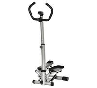 HOMCOM Stepper con Pasamanos, Pantalla LCD, 55 x 53 x 118-128 cm, Plata | Stepper compacto con asa, ajustable, metal ABS, trabaja piernas y glúteos