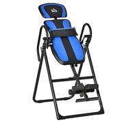 HOMCOM Tabla de Inversión Plegable con Ruedas, Altura Ajustable 140-203 cm, Banco de Inversión con Cinturón de Seguridad y Soporte de Lumbar, para Aliviar Espalda y Mejorar la Circulación