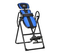 Homcom tabla de inversión plegable con ruedas, altura ajustable 140-203 cm, banco de inversión con cinturón de seguridad y soporte de lumbar, para aliviar espalda y mejorar la circulación 71 cm