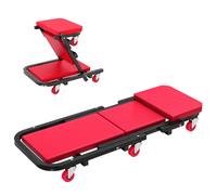 HOMCOM Tabla rodante de montaje 2 en 1 carro de inspección mecánica plegable en Z carga 150 kg 101,5 x 40 x 13,5 cm rojo Aosom España