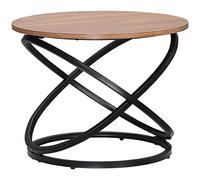 HOMCOM Table Basse Ronde de Style industriel en métal Noir et Plateau Bois - Dim. Ø 60 x 46H cm